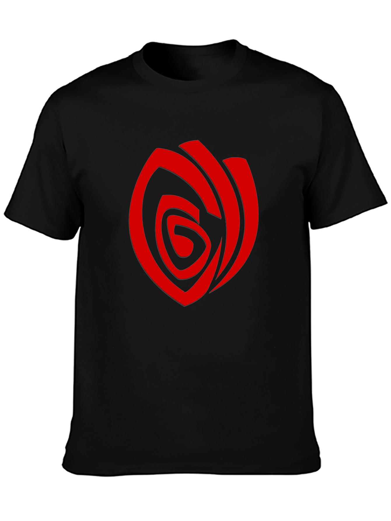 Camiseta Negra con Diseño Abstracto Rojo