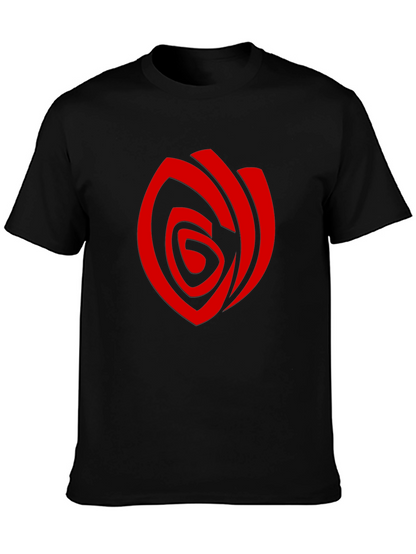 Camiseta Negra con Diseño Abstracto Rojo
