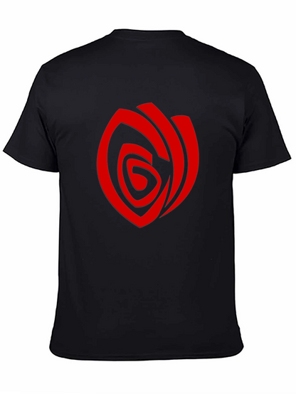 Camiseta Negra con Diseño Abstracto Rojo