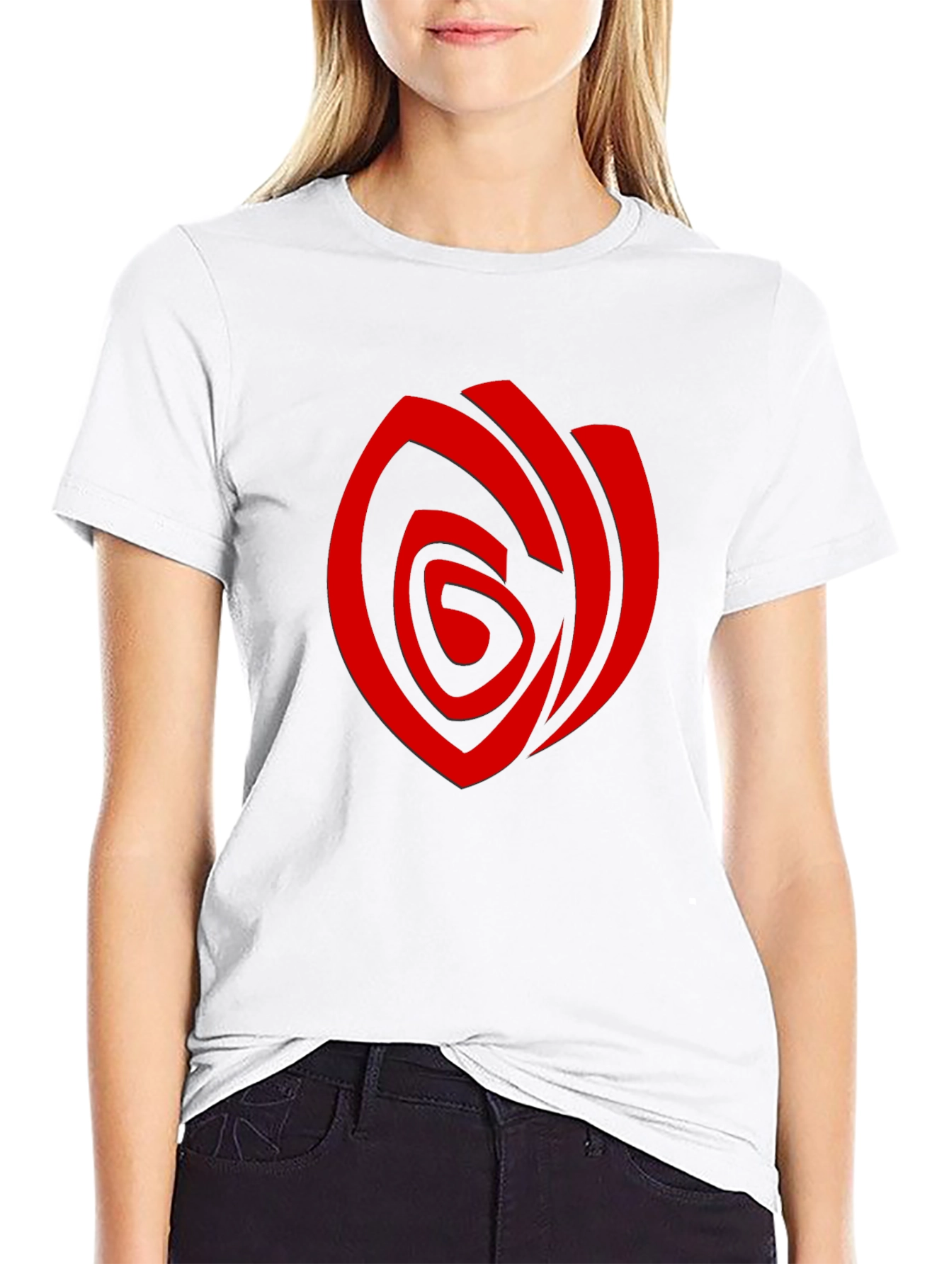 Camiseta Negra con Diseño Abstracto Rojo