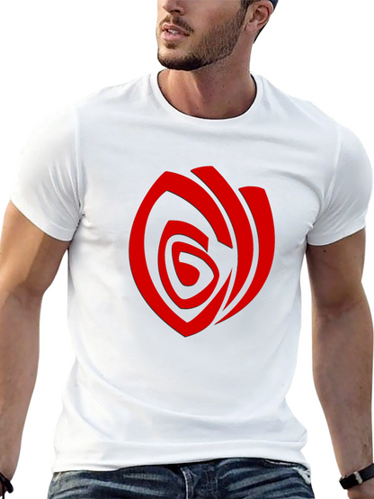 Camiseta Negra con Diseño Abstracto Rojo