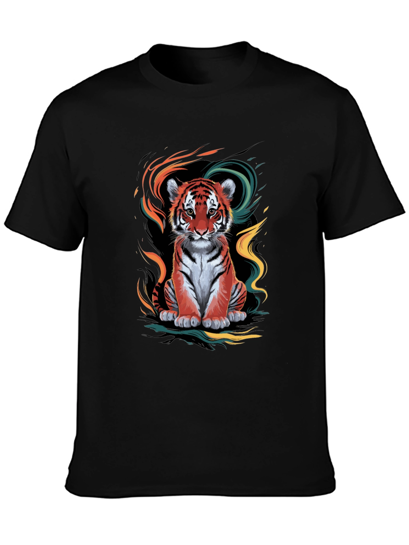 Camiseta Negra con Diseño de Tigre