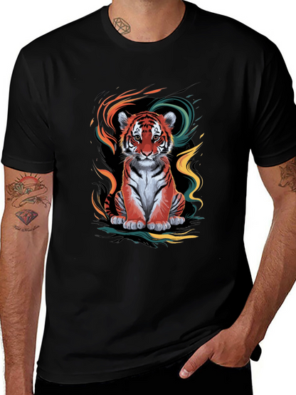 Camiseta Negra con Diseño de Tigre