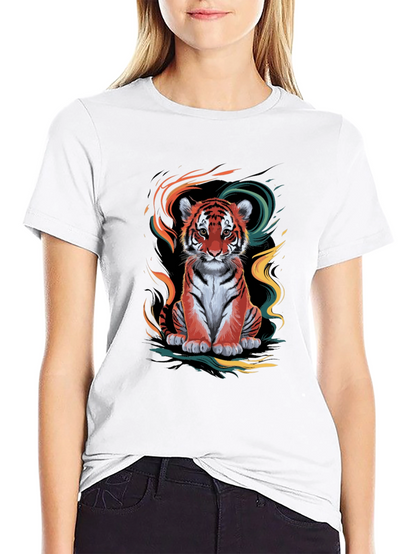 Camiseta Negra con Diseño de Tigre