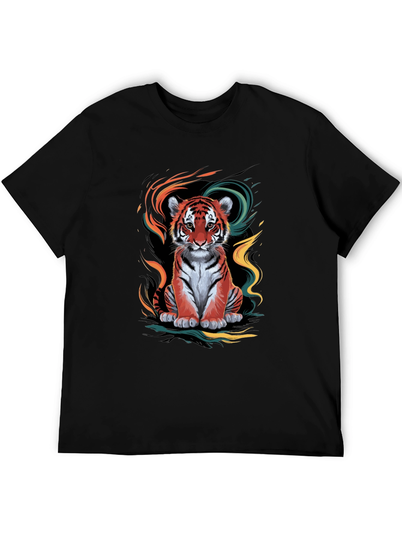 Camiseta Negra con Diseño de Tigre