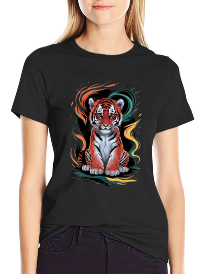 Camiseta Negra con Diseño de Tigre