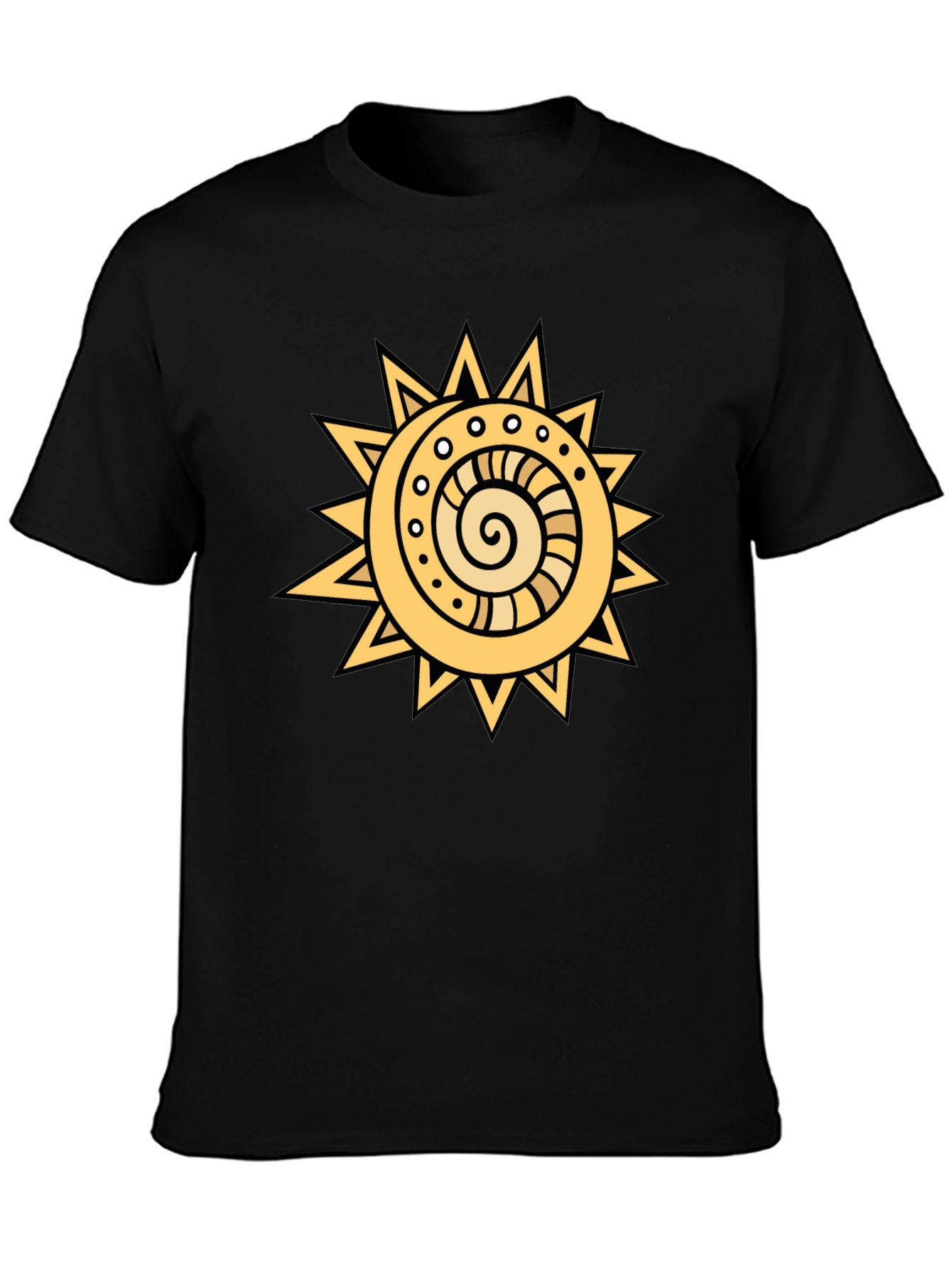 Camiseta Negra con Sol Estilizado