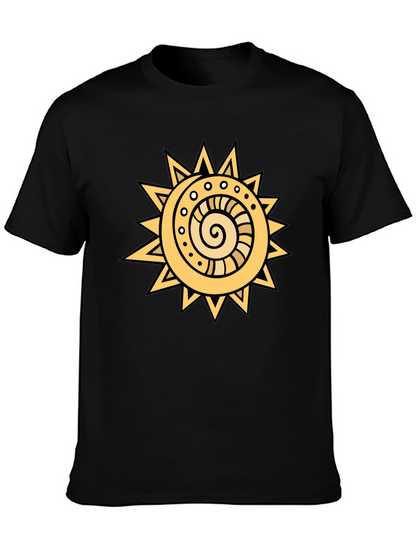Camiseta Negra con Sol Estilizado