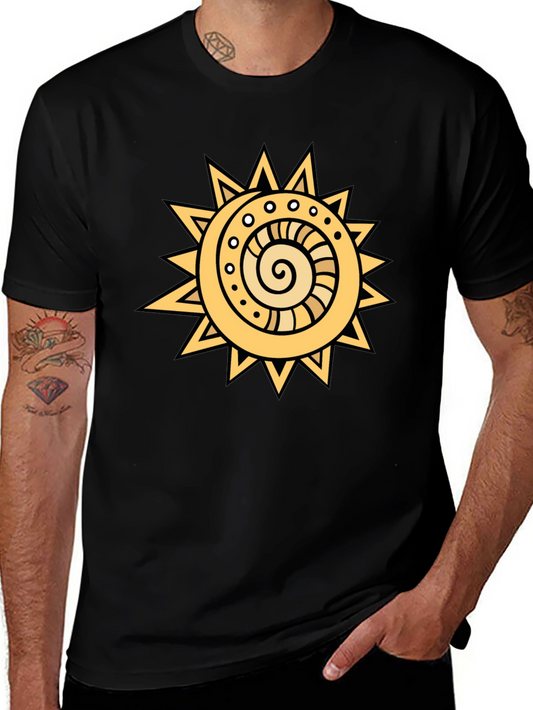 Camiseta Negra con Sol Estilizado