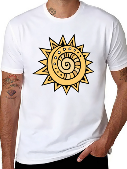 Camiseta Negra con Sol Estilizado