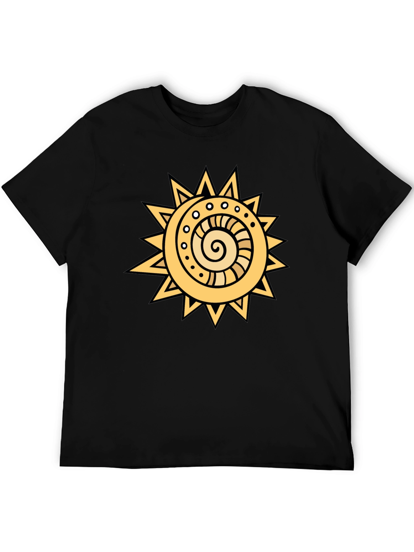 Camiseta Negra con Sol Estilizado