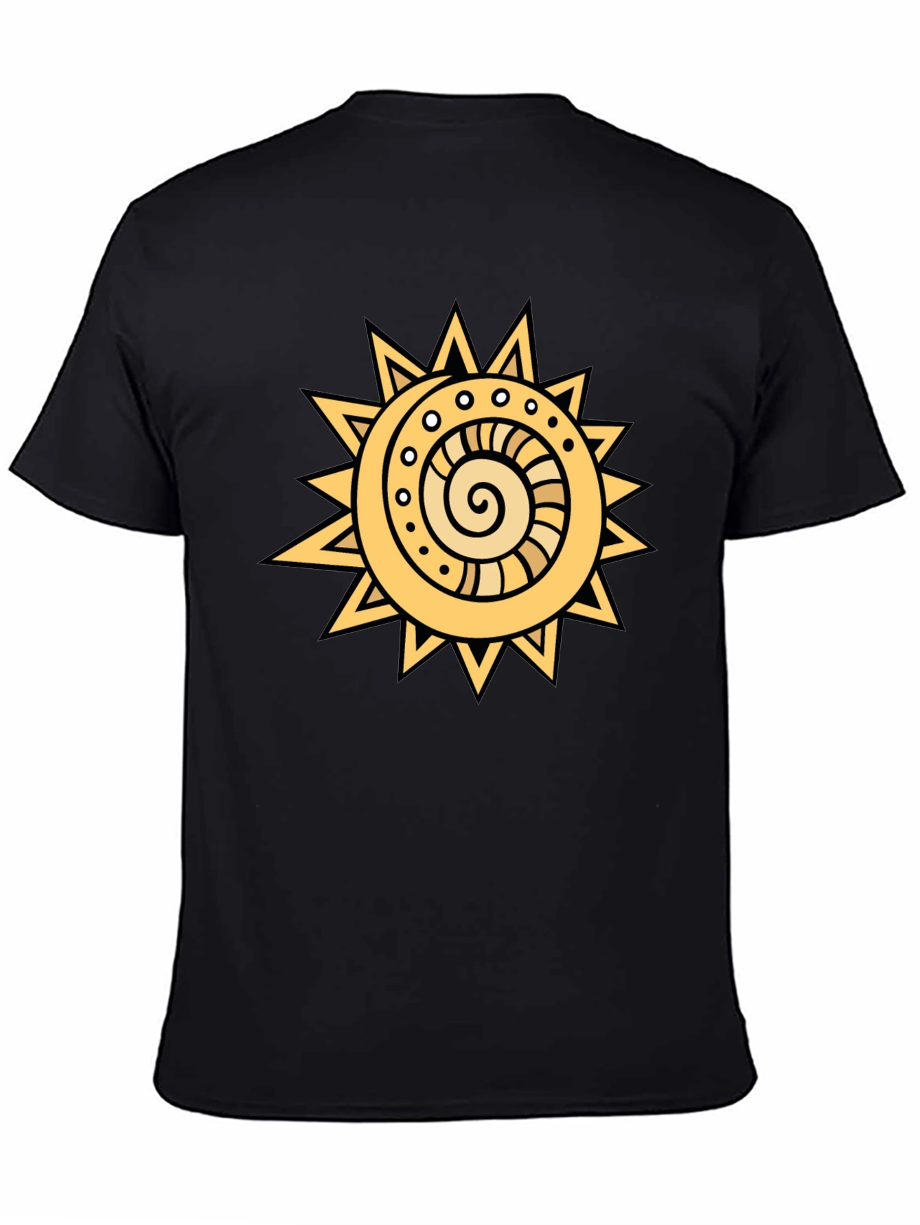 Camiseta Negra con Sol Estilizado