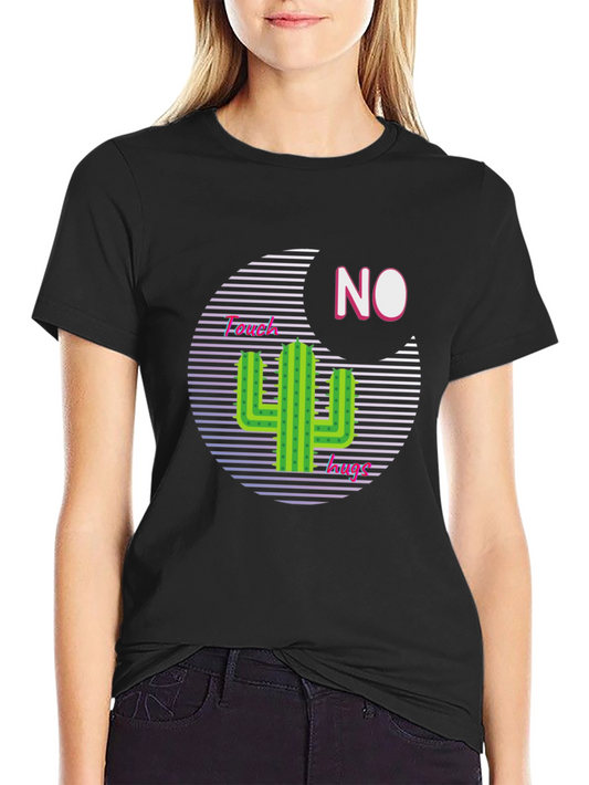 Camiseta Negra con Diseño Cactus No Touchy