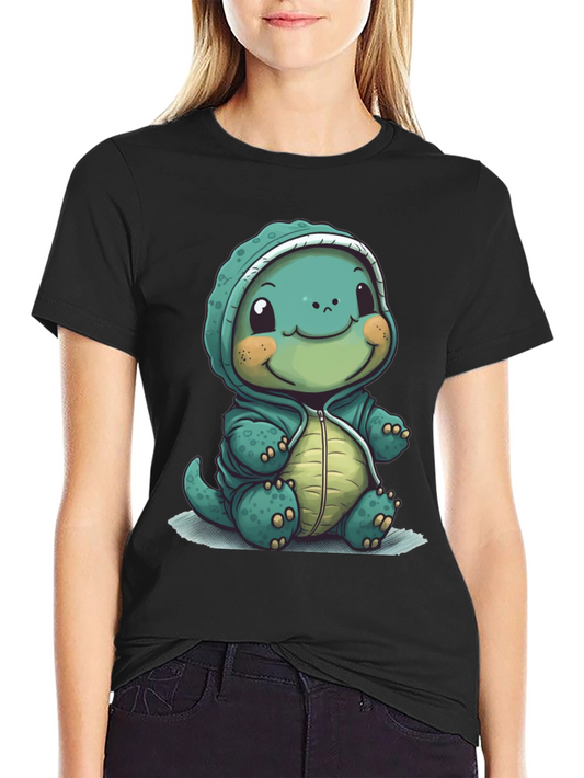 Camiseta Negra con Diseño de Tortuga Adorable