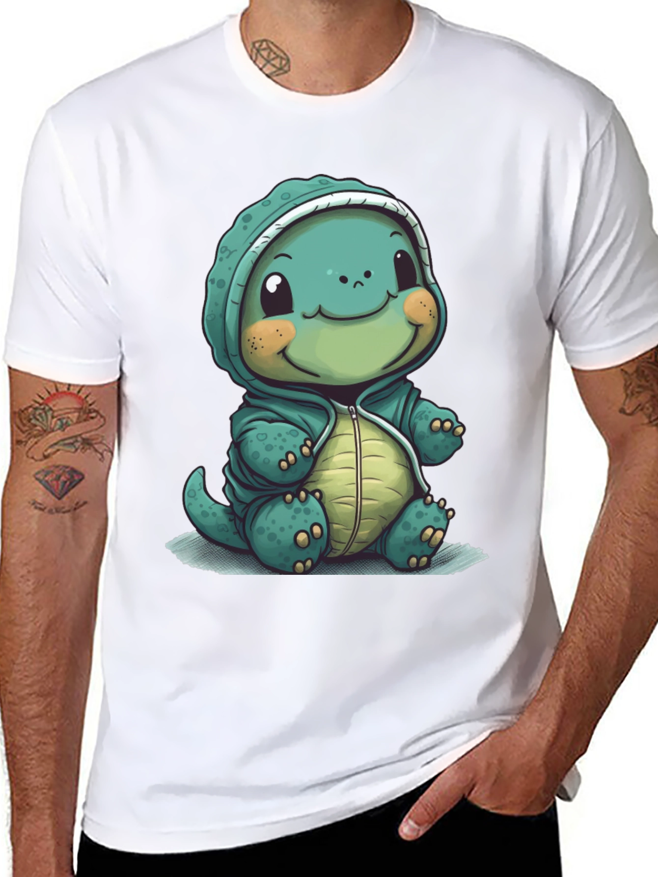 Camiseta Negra con Diseño de Tortuga Adorable