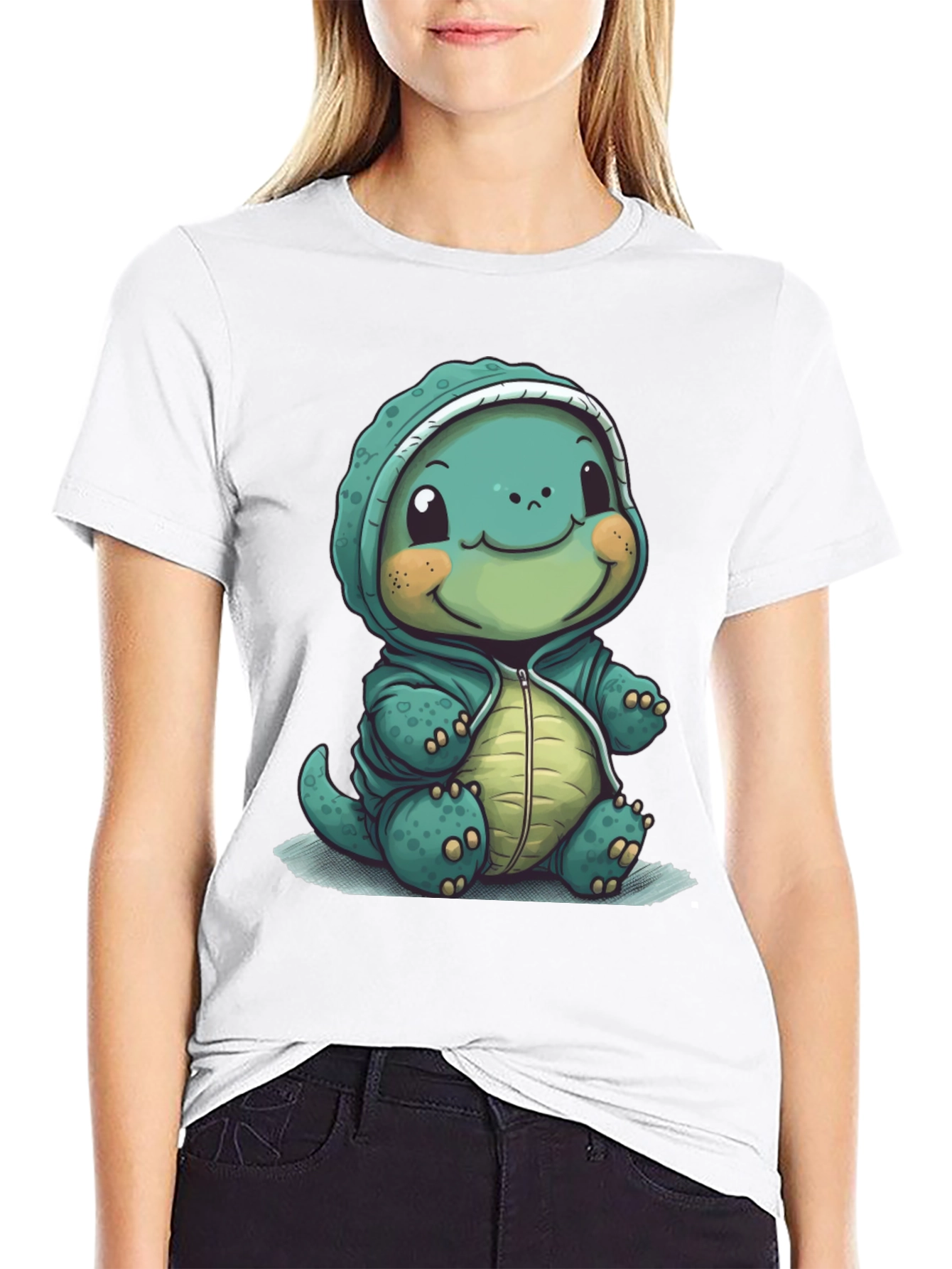 Camiseta Negra con Diseño de Tortuga Adorable