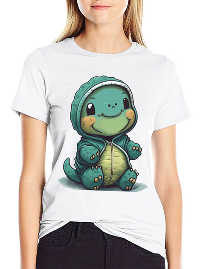 Camiseta Negra con Diseño de Tortuga Adorable