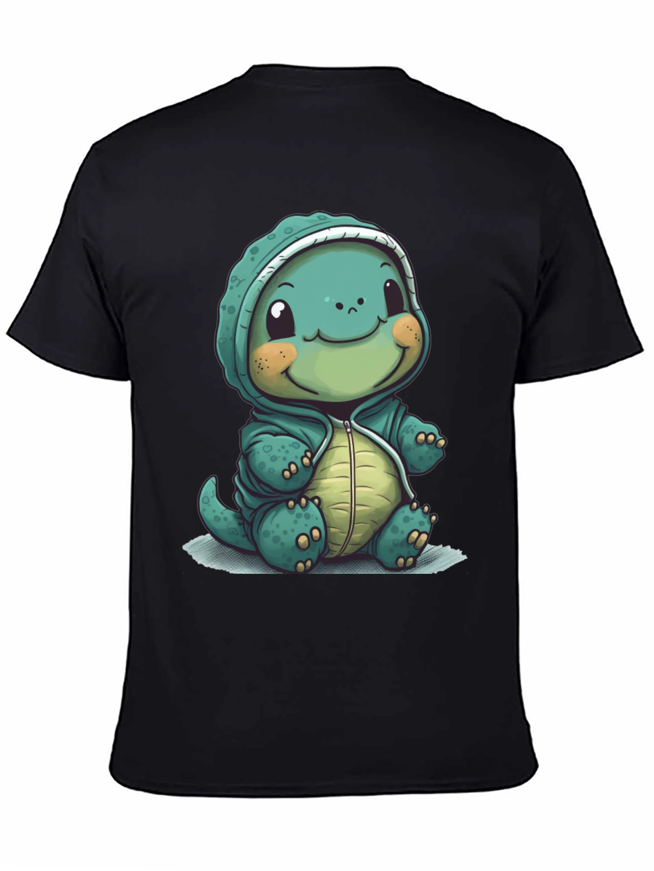 Camiseta Negra con Diseño de Tortuga Adorable