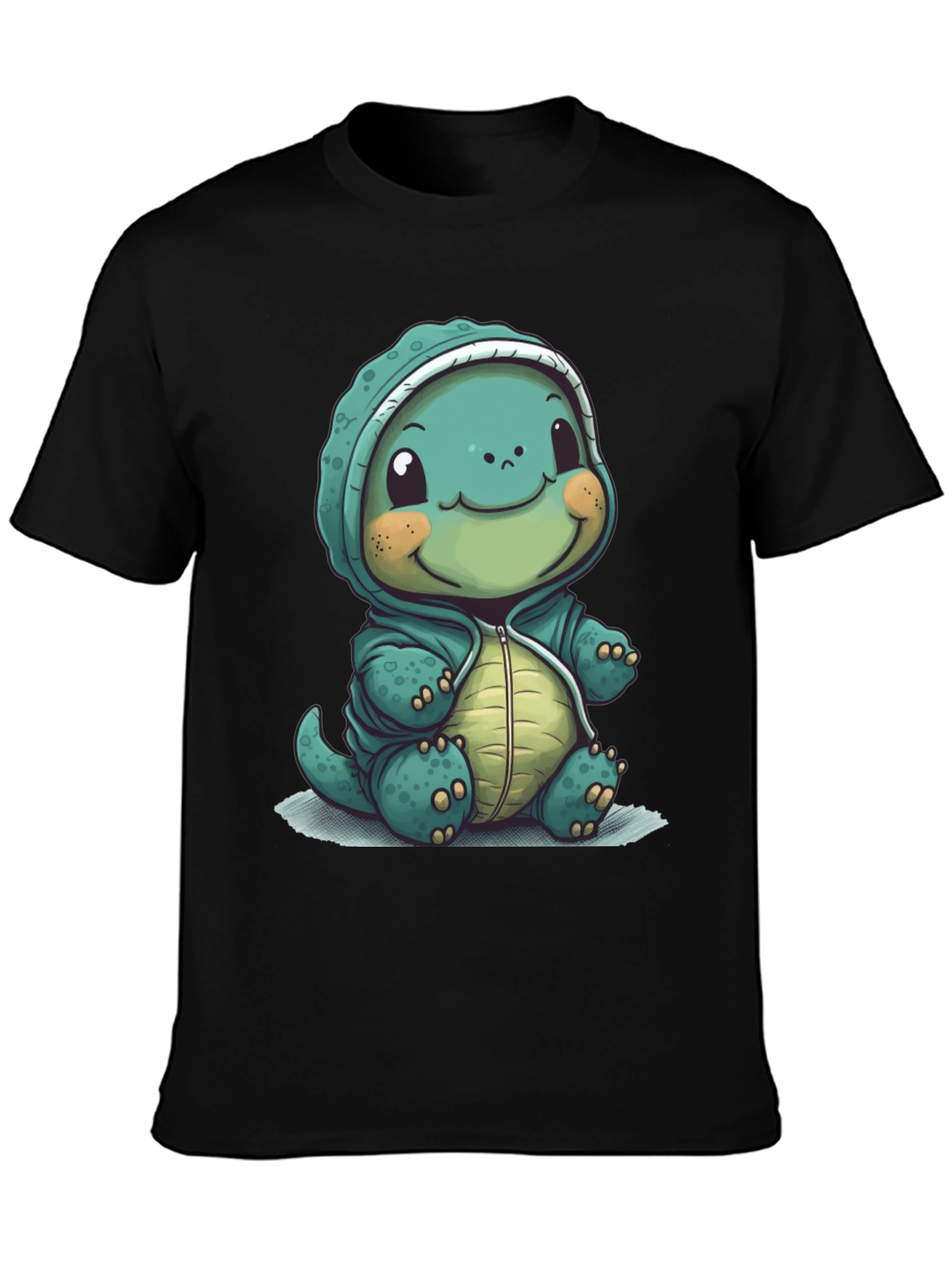 Camiseta Negra con Diseño de Tortuga Adorable