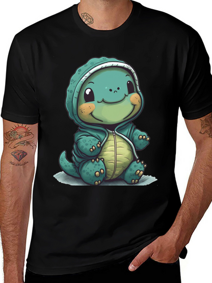 Camiseta Negra con Diseño de Tortuga Adorable