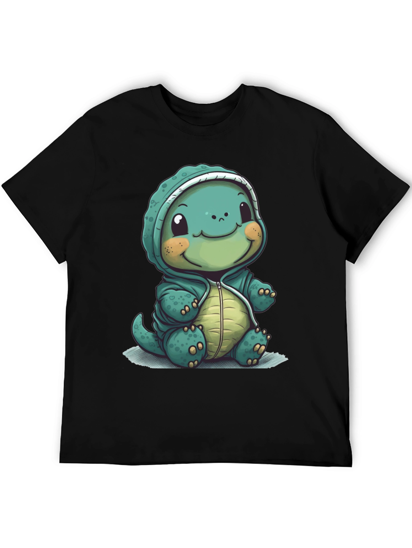 Camiseta Negra con Diseño de Tortuga Adorable