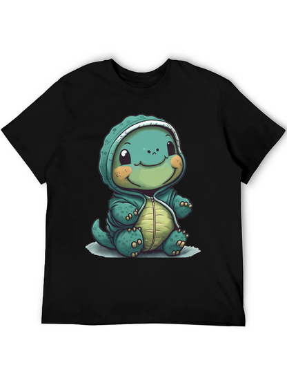 Camiseta Negra con Diseño de Tortuga Adorable