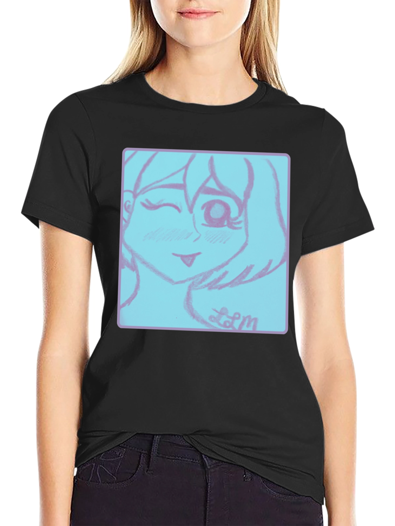 Camiseta Negra con Diseño Anime