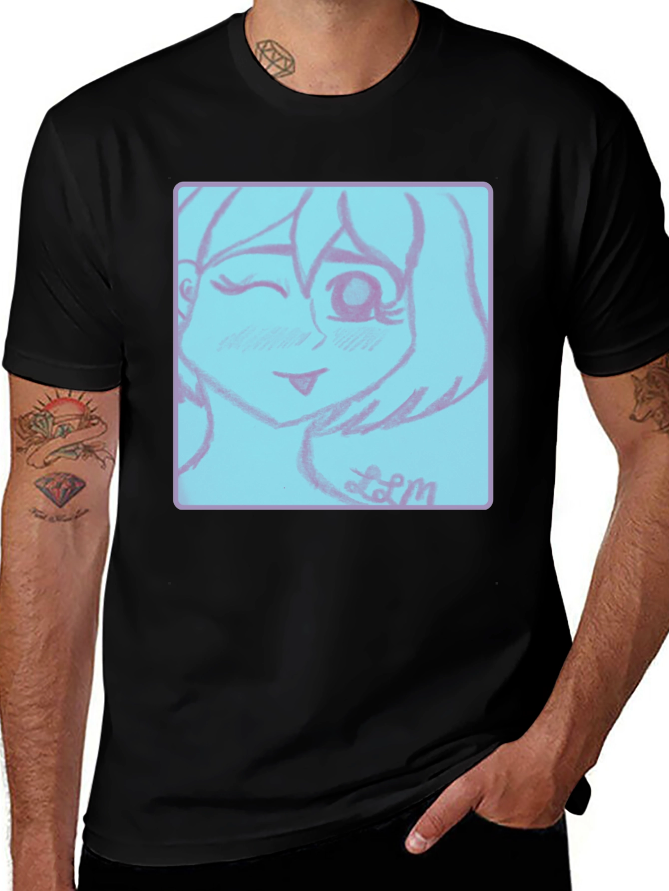 Camiseta Negra con Diseño Anime