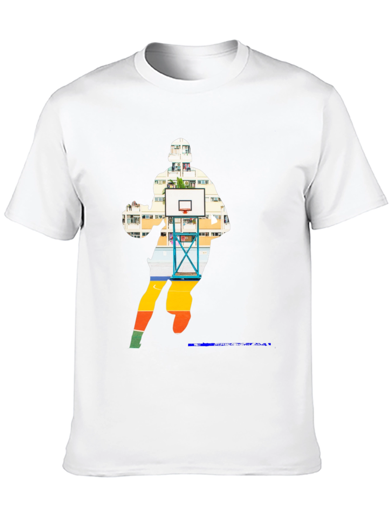 Camiseta Negra con Diseño de Baloncesto Urbano