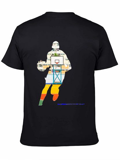 Camiseta Negra con Diseño de Baloncesto Urbano