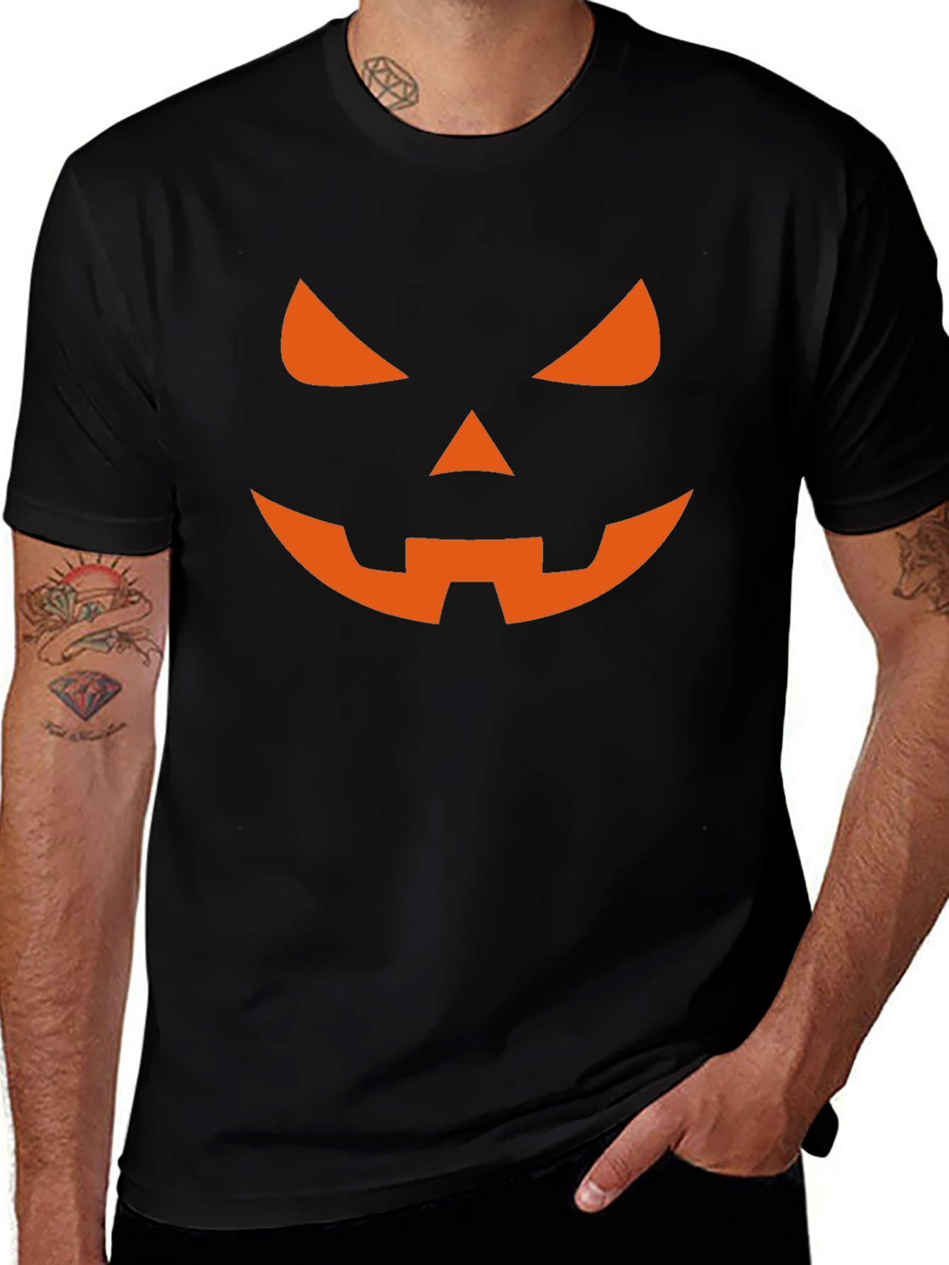 Camiseta Halloween Hombre - Calabaza Naranja