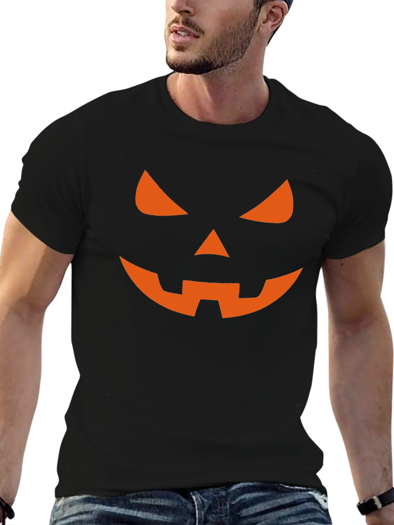 Camiseta Halloween Hombre - Calabaza Naranja