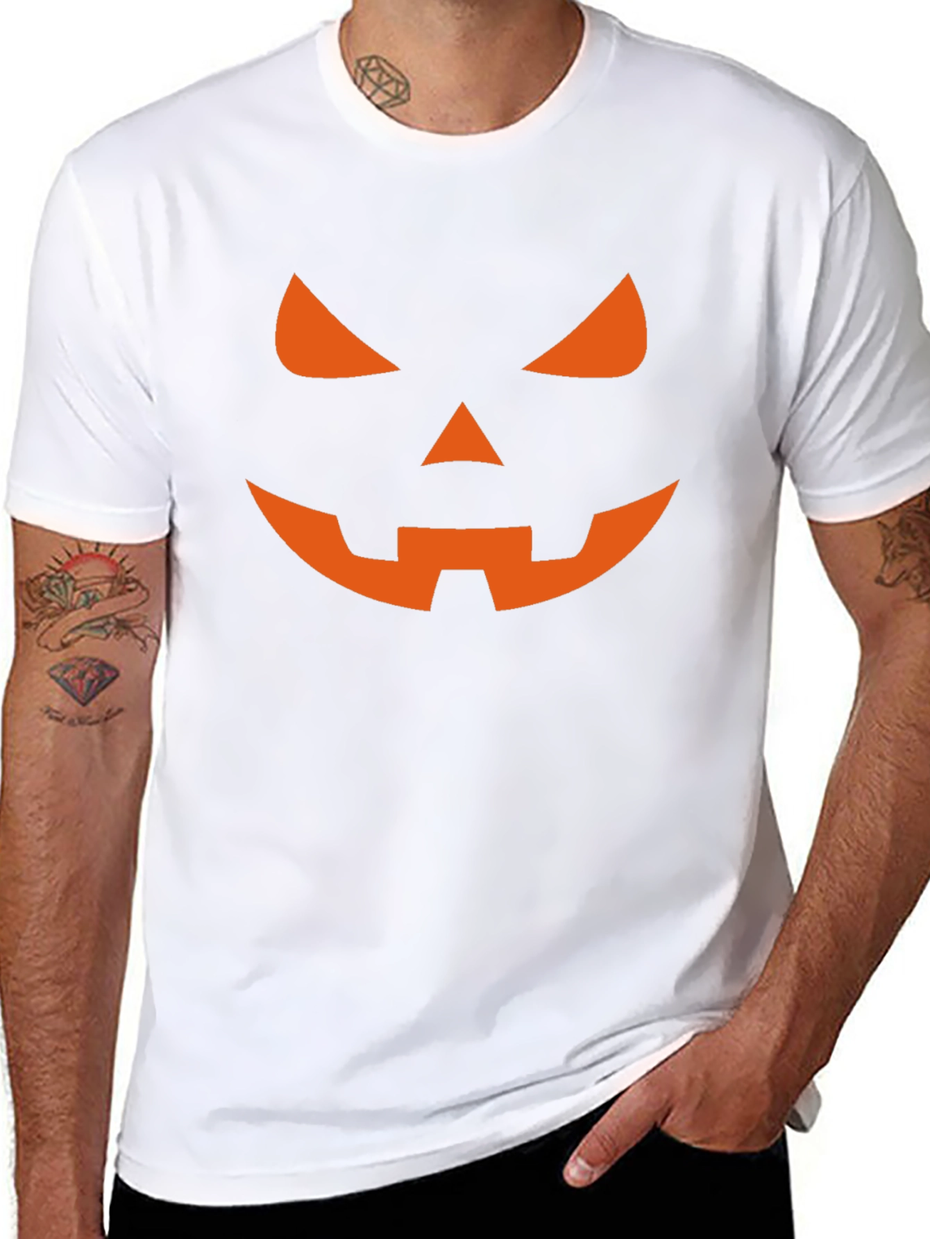 Camiseta Halloween Hombre - Calabaza Naranja