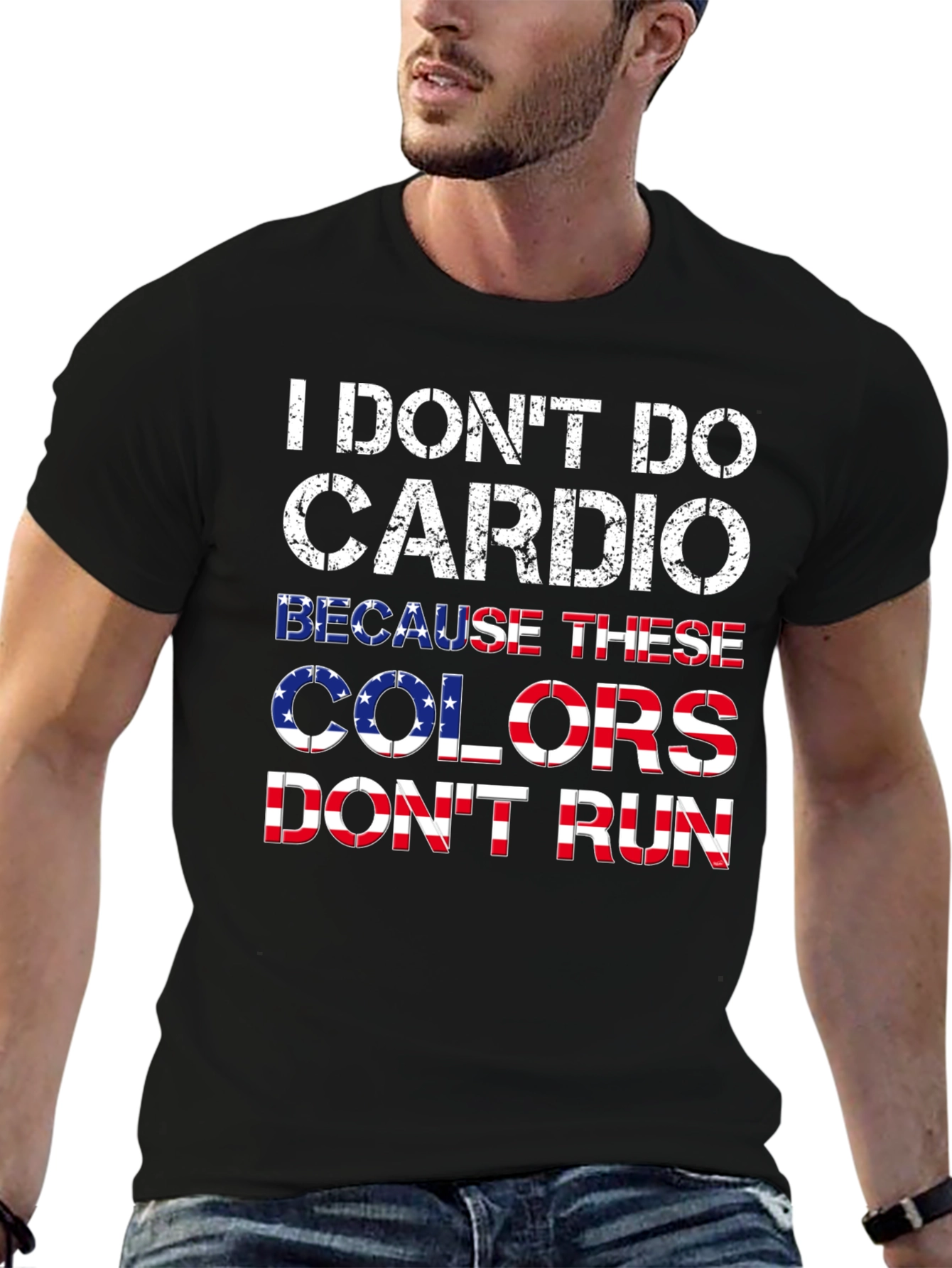 Camiseta Negra con Diseño Patriótico Anti-Cardio