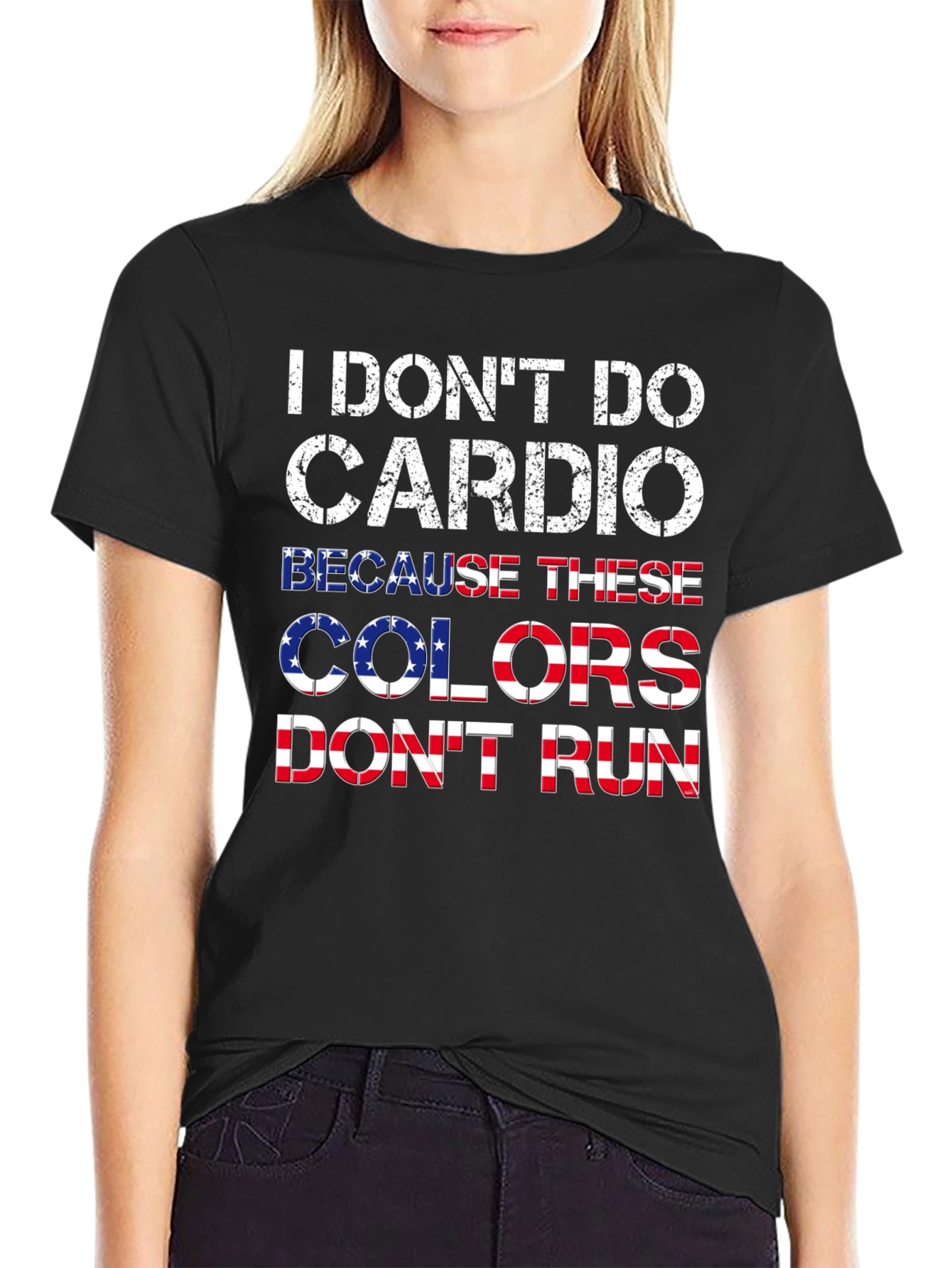 Camiseta Negra con Diseño Patriótico Anti-Cardio