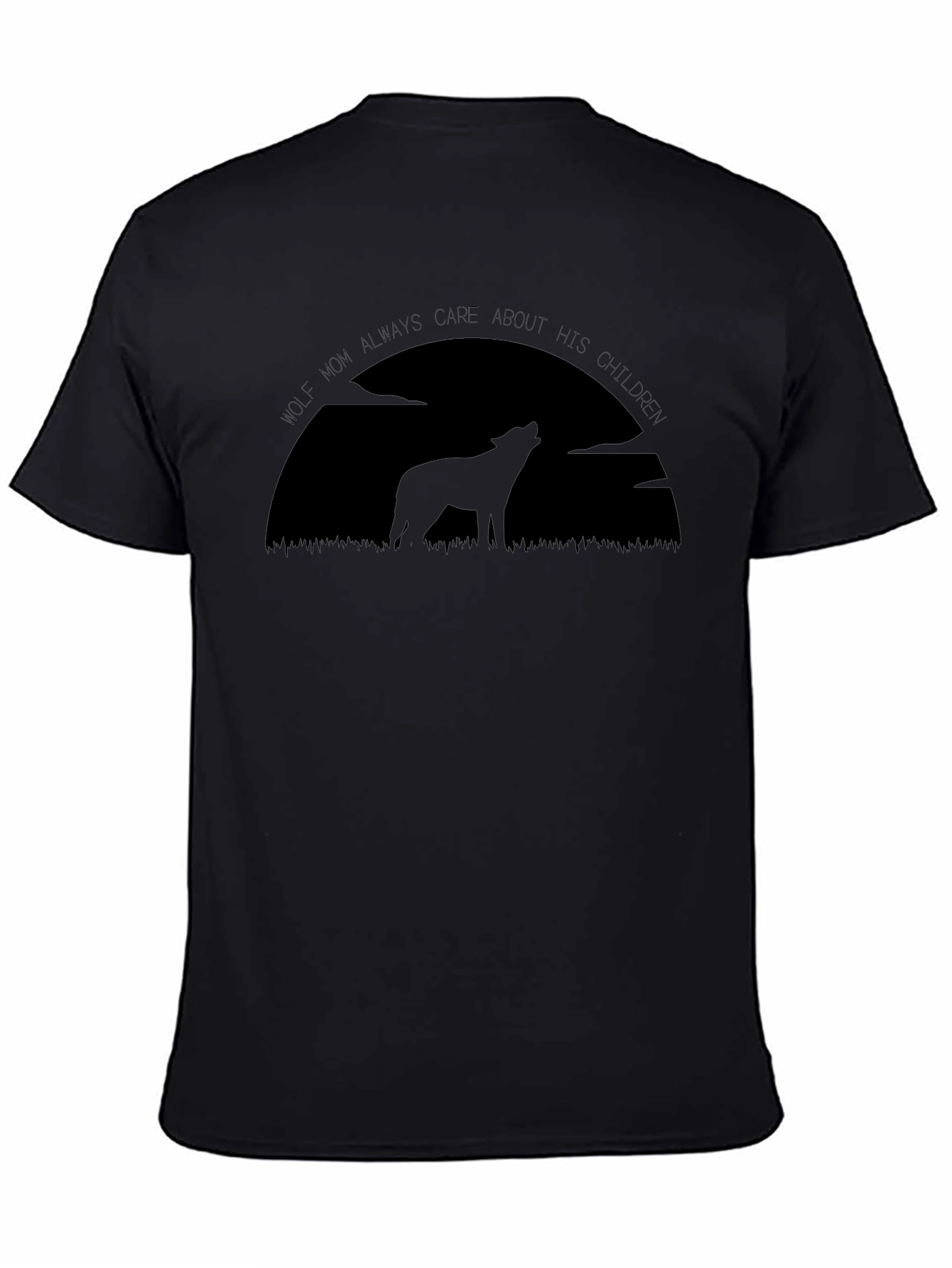 Camiseta Hombre Negra Lobo Maternal