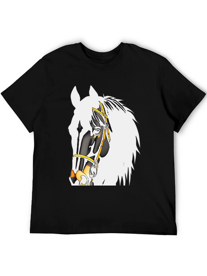 Camiseta Negra con Diseño de Caballo Ecuestre
