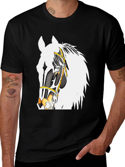 Camiseta Negra con Diseño de Caballo Ecuestre