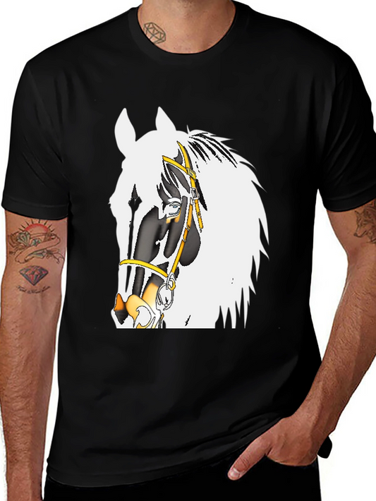 Camiseta Negra con Diseño de Caballo Ecuestre