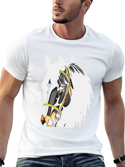 Camiseta Negra con Diseño de Caballo Ecuestre