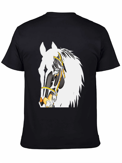 Camiseta Negra con Diseño de Caballo Ecuestre