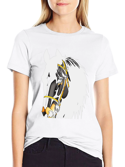 Camiseta Negra con Diseño de Caballo Ecuestre