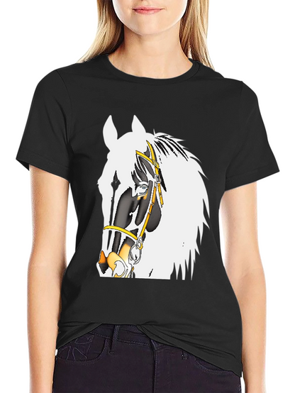 Camiseta Negra con Diseño de Caballo Ecuestre