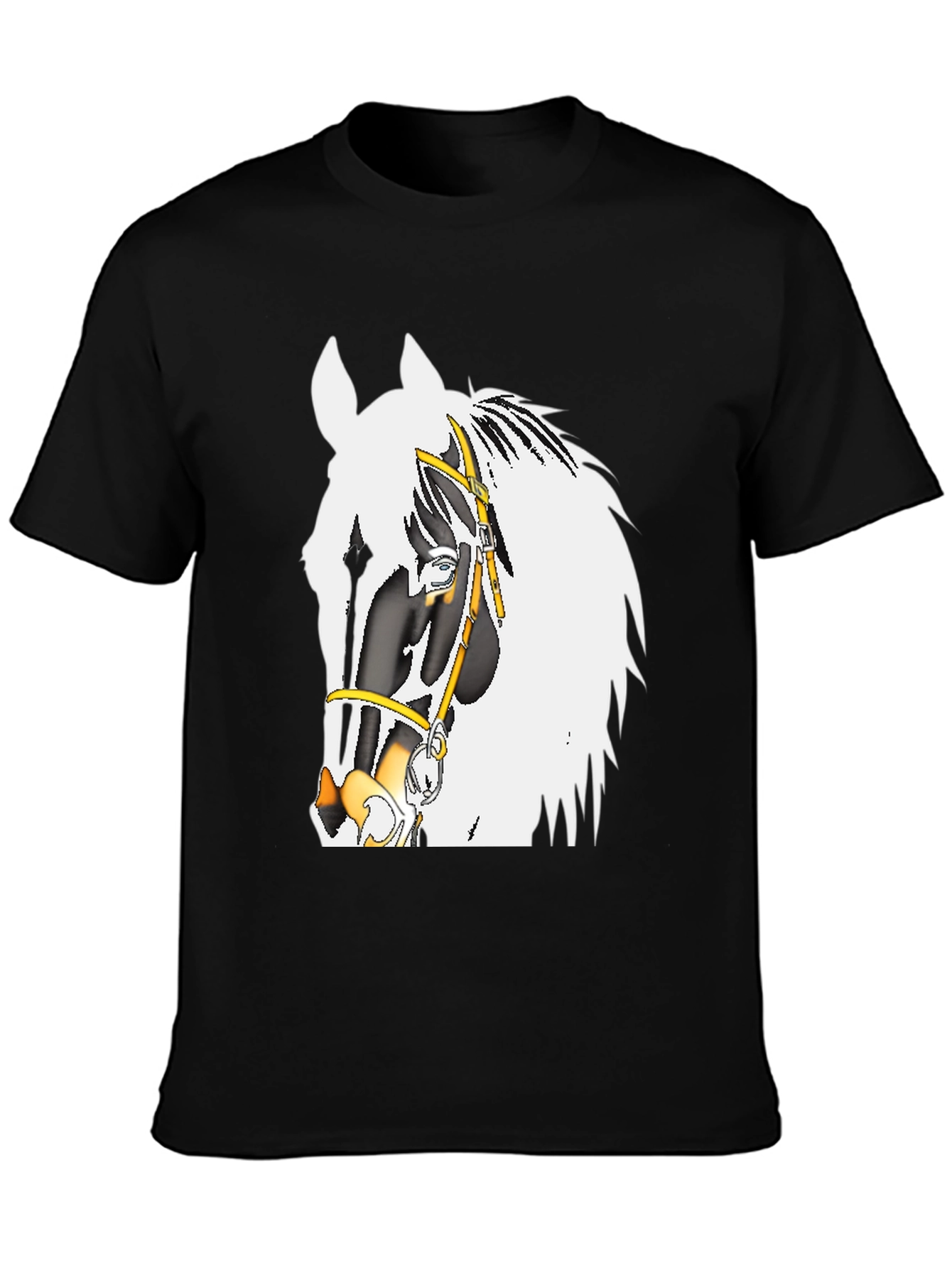 Camiseta Negra con Diseño de Caballo Ecuestre