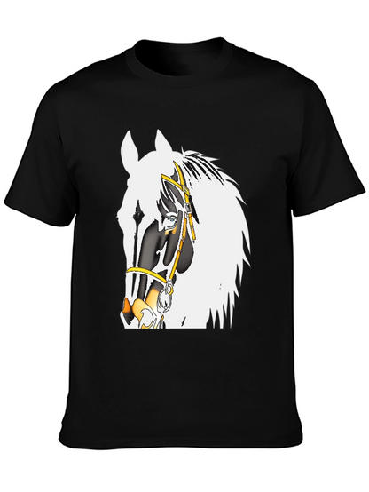 Camiseta Negra con Diseño de Caballo Ecuestre