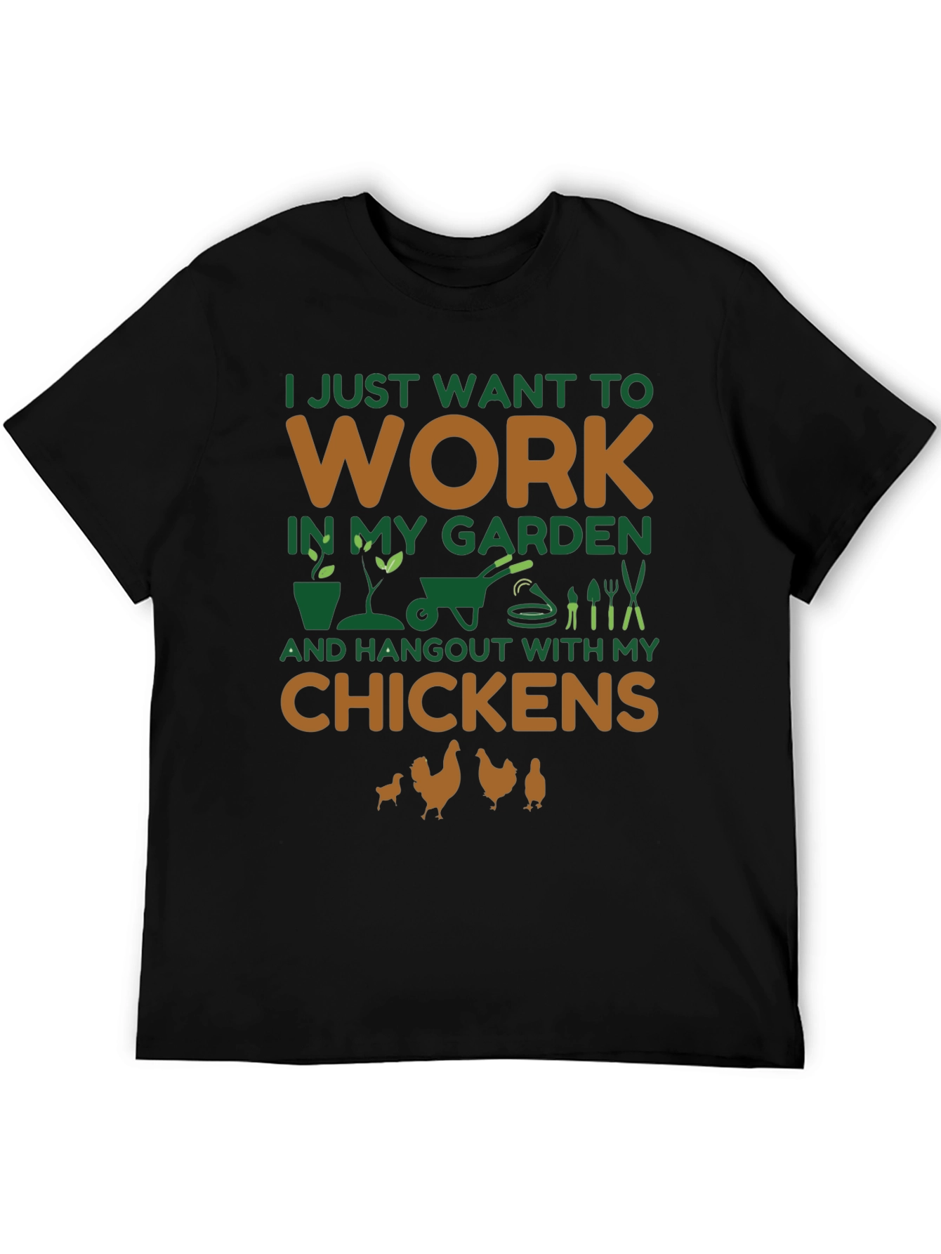 Camiseta Negra Jardinero y Amante de Gallinas