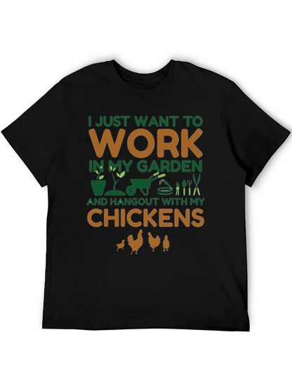 Camiseta Negra Jardinero y Amante de Gallinas
