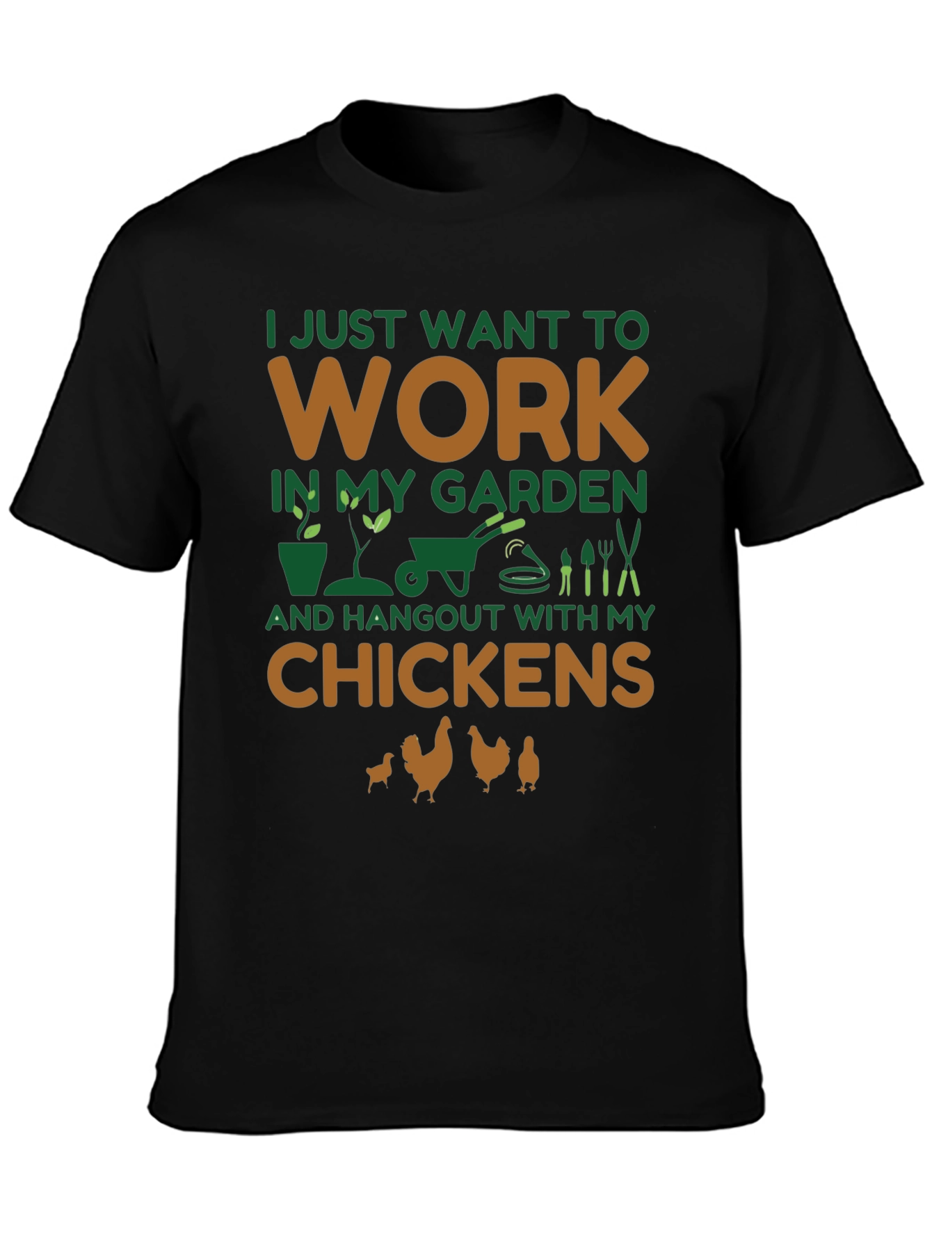 Camiseta Negra Jardinero y Amante de Gallinas