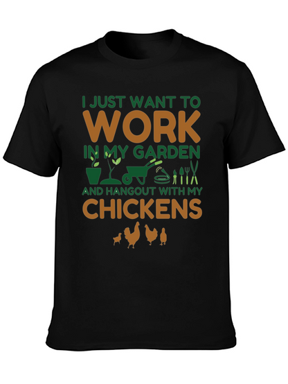 Camiseta Negra Jardinero y Amante de Gallinas