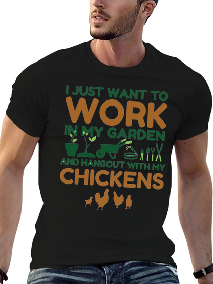 Camiseta Negra Jardinero y Amante de Gallinas